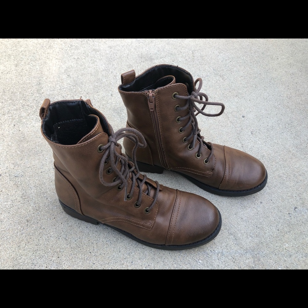 brown combat boots